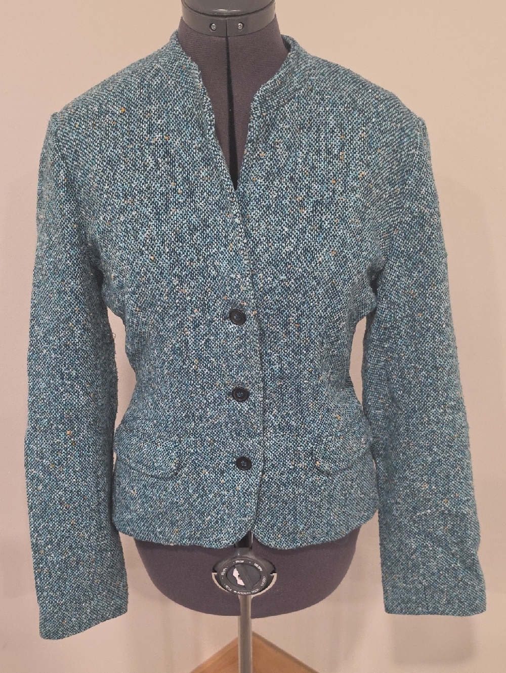 Old Navy Teal Tweed Button-Front Women's Blazer